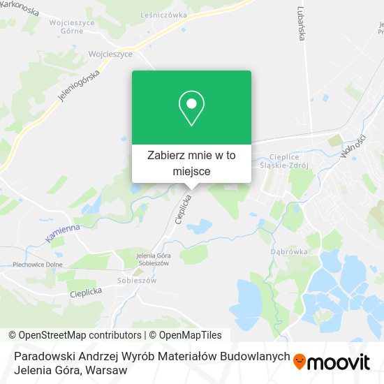 Mapa Paradowski Andrzej Wyrób Materiałów Budowlanych Jelenia Góra