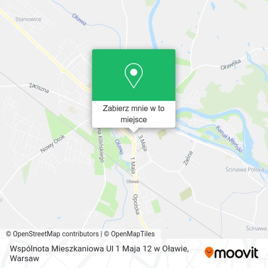 Mapa Wspólnota Mieszkaniowa Ul 1 Maja 12 w Oławie