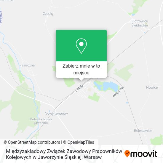 Mapa Międzyzakładowy Związek Zawodowy Pracowników Kolejowych w Jaworzynie Śląskiej