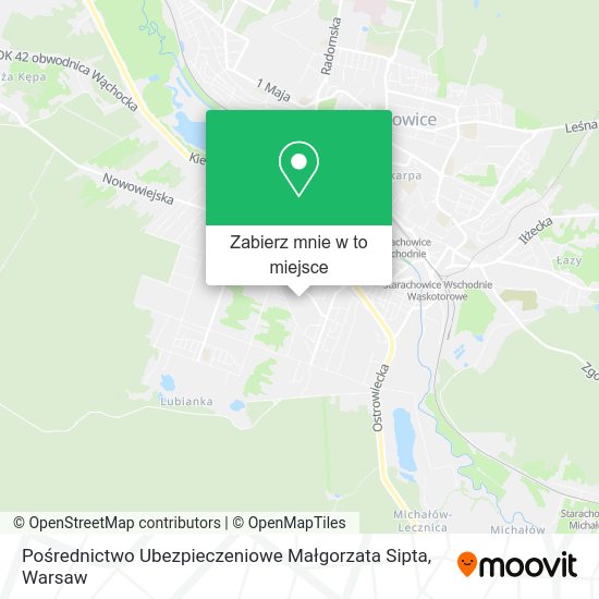 Mapa Pośrednictwo Ubezpieczeniowe Małgorzata Sipta