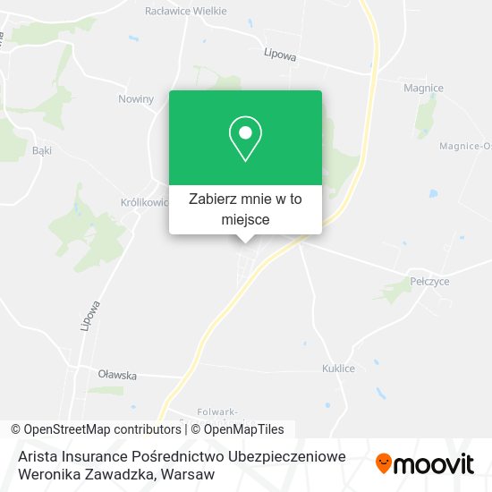 Mapa Arista Insurance Pośrednictwo Ubezpieczeniowe Weronika Zawadzka