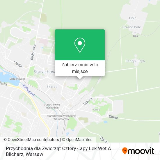 Mapa Przychodnia dla Zwierząt Cztery Łapy Lek Wet A Blicharz