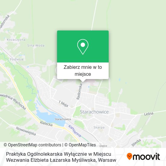 Mapa Praktyka Ogólnolekarska Wyłącznie w Miejscu Wezwania Elżbieta Łazarska Myśliwska