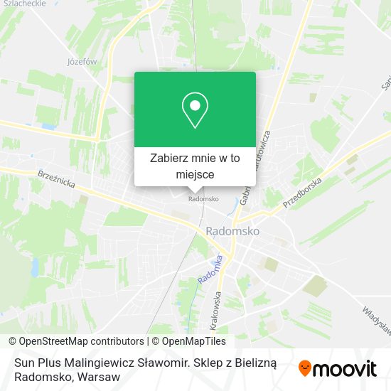 Mapa Sun Plus Malingiewicz Sławomir. Sklep z Bielizną Radomsko