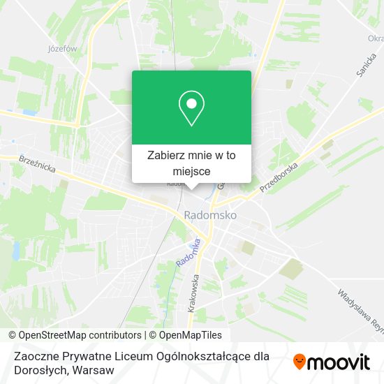 Mapa Zaoczne Prywatne Liceum Ogólnokształcące dla Dorosłych