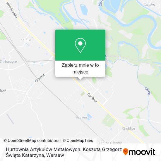 Mapa Hurtownia Artykułów Metalowych. Koszuta Grzegorz Święta Katarzyna