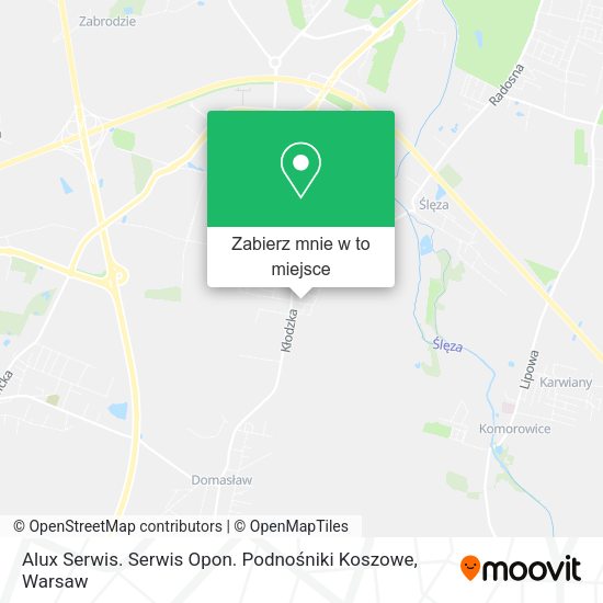 Mapa Alux Serwis. Serwis Opon. Podnośniki Koszowe