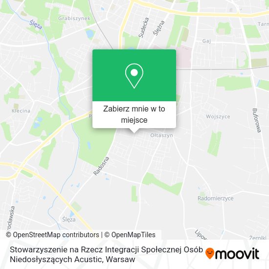 Mapa Stowarzyszenie na Rzecz Integracji Społecznej Osób Niedosłyszących Acustic