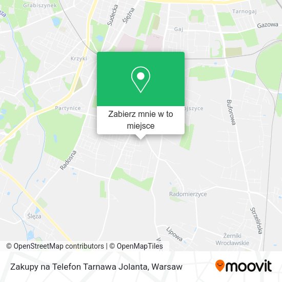 Mapa Zakupy na Telefon Tarnawa Jolanta