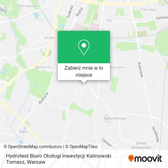 Mapa Hydrotest Biuro Obsługi Inwestycji Kalinowski Tomasz