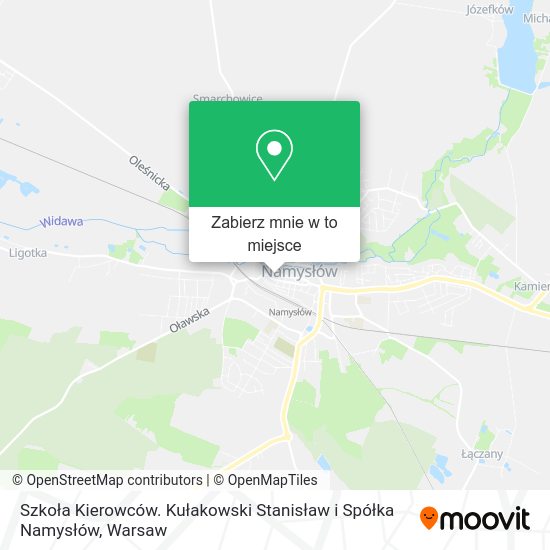 Mapa Szkoła Kierowców. Kułakowski Stanisław i Spółka Namysłów