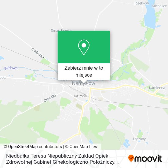 Mapa Niedbałka Teresa Niepubliczny Zakład Opieki Zdrowotnej Gabinet Ginekologiczno-Położniczy