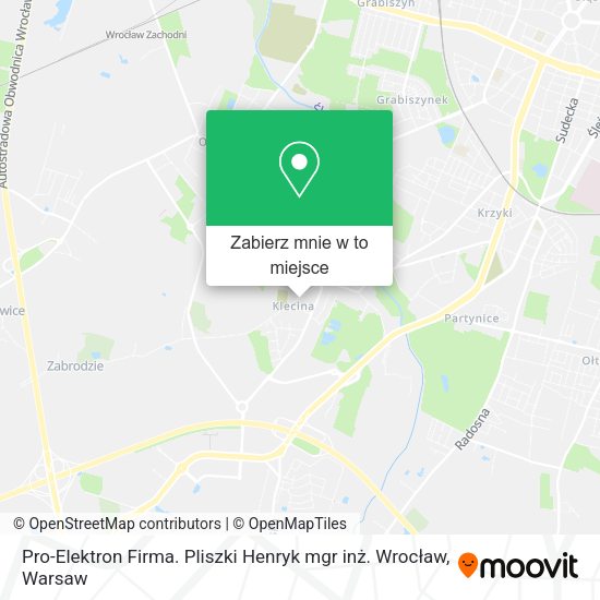 Mapa Pro-Elektron Firma. Pliszki Henryk mgr inż. Wrocław