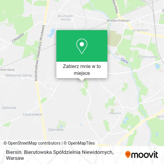 Mapa Biersin. Bierutowska Spółdzielnia Niewidomych