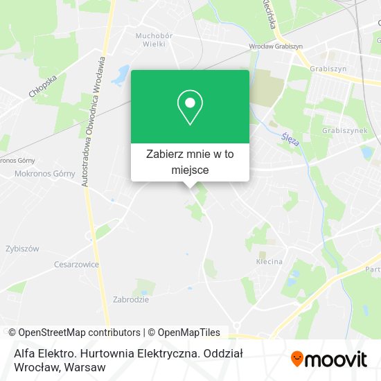 Mapa Alfa Elektro. Hurtownia Elektryczna. Oddział Wrocław