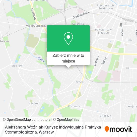 Mapa Aleksandra Woźniak-Kunysz Indywidualna Praktyka Stomatologiczna