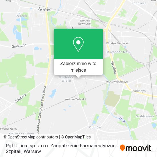 Mapa Pgf Urtica. sp. z o.o. Zaopatrzenie Farmaceutyczne Szpitali