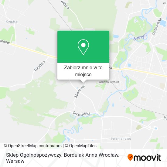 Mapa Sklep Ogólnospożywczy. Bordulak Anna Wrocław