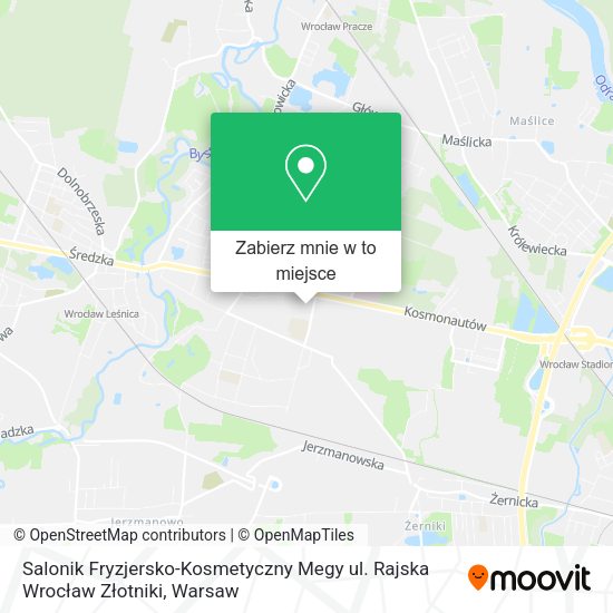 Mapa Salonik Fryzjersko-Kosmetyczny Megy ul. Rajska Wrocław Złotniki