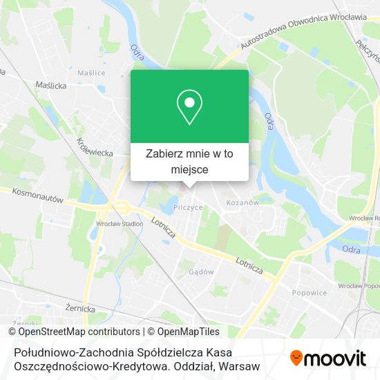 Mapa Południowo-Zachodnia Spółdzielcza Kasa Oszczędnościowo-Kredytowa. Oddział