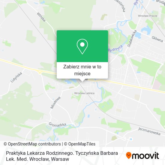 Mapa Praktyka Lekarza Rodzinnego. Tyczyńska Barbara Lek. Med. Wrocław