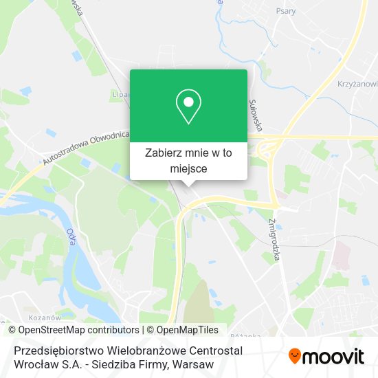 Mapa Przedsiębiorstwo Wielobranżowe Centrostal Wrocław S.A. - Siedziba Firmy