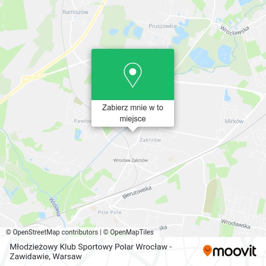 Mapa Młodzieżowy Klub Sportowy Polar Wrocław - Zawidawie