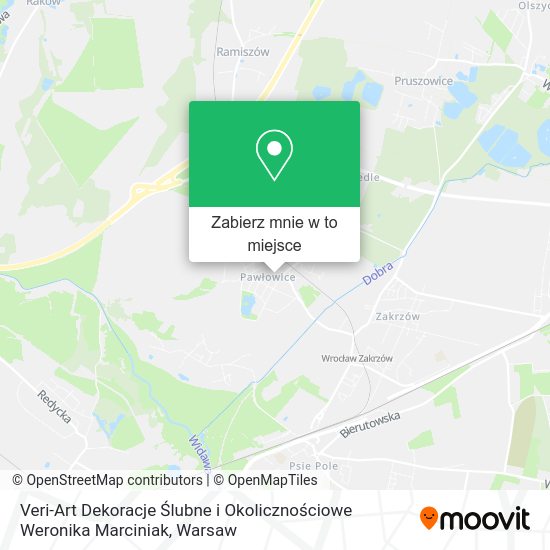 Mapa Veri-Art Dekoracje Ślubne i Okolicznościowe Weronika Marciniak