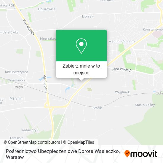 Mapa Pośrednictwo Ubezpieczeniowe Dorota Wasieczko