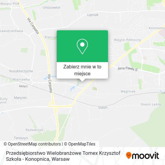 Mapa Przedsiębiorstwo Wielobranżowe Tomex Krzysztof Szkoła - Konopnica