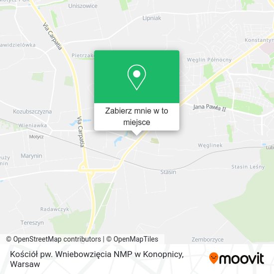 Mapa Kościół pw. Wniebowzięcia NMP w Konopnicy