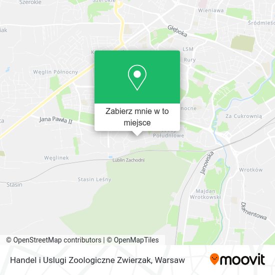 Mapa Handel i Uslugi Zoologiczne Zwierzak