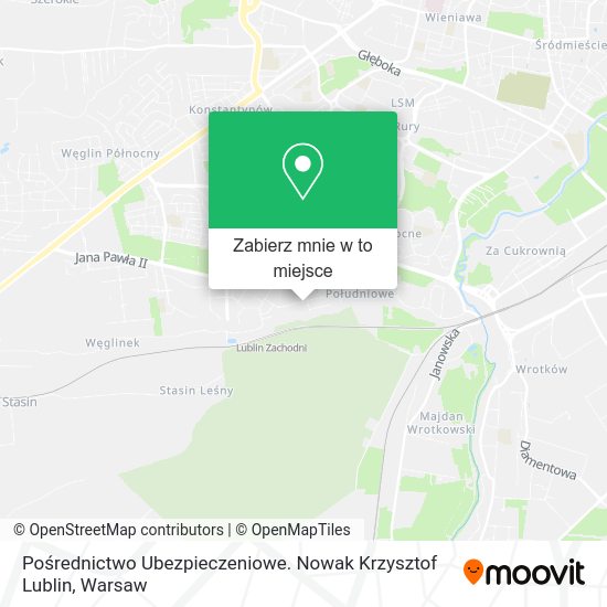 Mapa Pośrednictwo Ubezpieczeniowe. Nowak Krzysztof Lublin