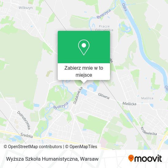 Mapa Wyższa Szkoła Humanistyczna