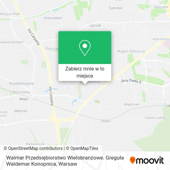 Mapa Walmar Przedsiębiorstwo Wielobranżowe. Greguła Waldemar Konopnica