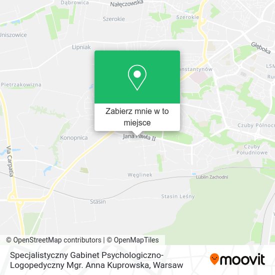 Mapa Specjalistyczny Gabinet Psychologiczno-Logopedyczny Mgr. Anna Kuprowska