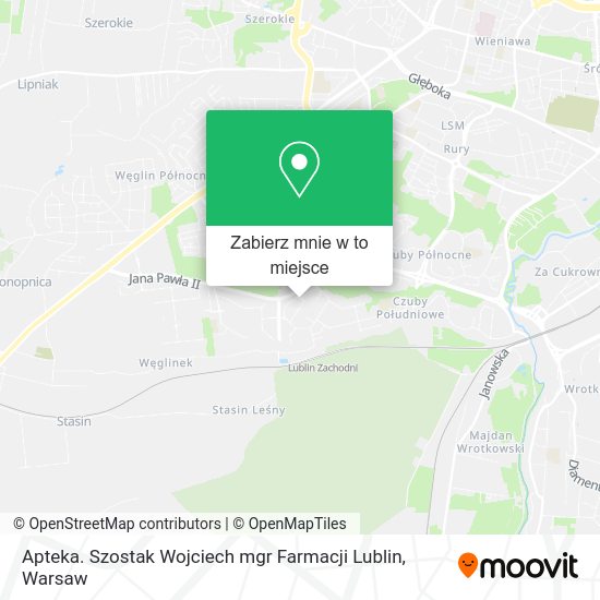 Mapa Apteka. Szostak Wojciech mgr Farmacji Lublin