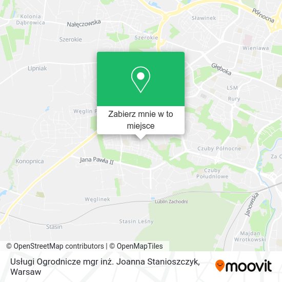 Mapa Usługi Ogrodnicze mgr inż. Joanna Stanioszczyk