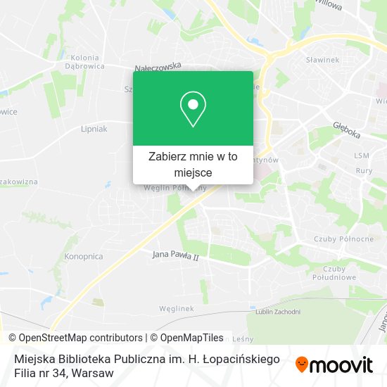 Mapa Miejska Biblioteka Publiczna im. H. Łopacińskiego Filia nr 34