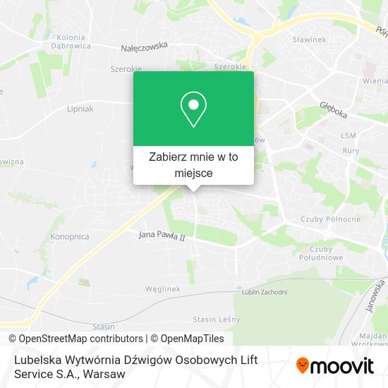 Mapa Lubelska Wytwórnia Dźwigów Osobowych Lift Service S.A.