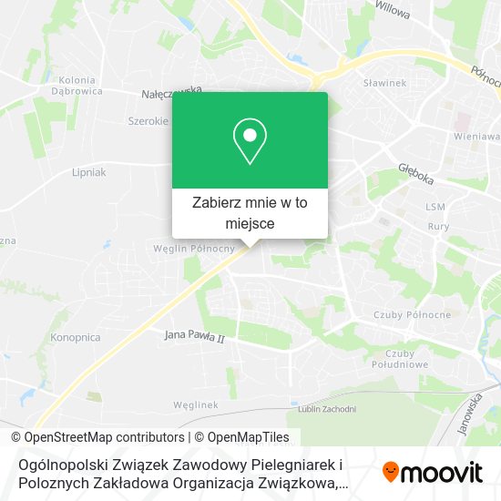 Mapa Ogólnopolski Związek Zawodowy Pielegniarek i Poloznych Zakładowa Organizacja Związkowa