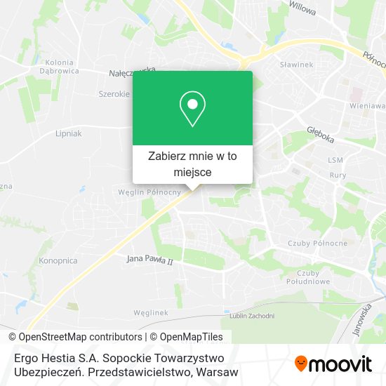 Mapa Ergo Hestia S.A. Sopockie Towarzystwo Ubezpieczeń. Przedstawicielstwo
