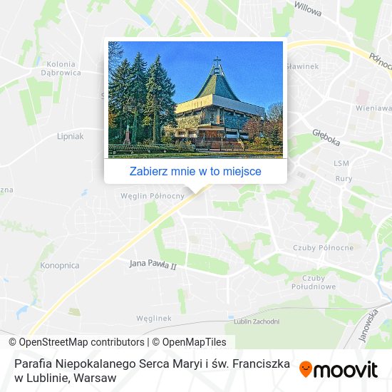 Mapa Parafia Niepokalanego Serca Maryi i św. Franciszka w Lublinie