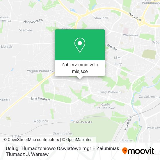 Mapa Usługi Tłumaczeniowo Oświatowe mgr E Załubiniak Tłumacz J