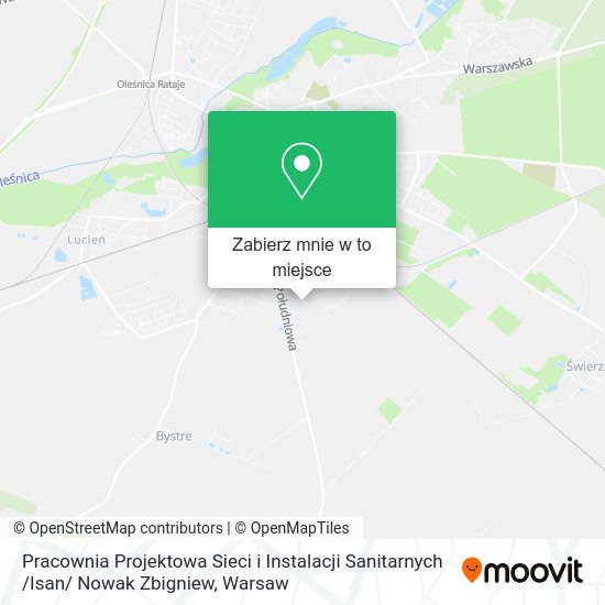 Mapa Pracownia Projektowa Sieci i Instalacji Sanitarnych /Isan/ Nowak Zbigniew