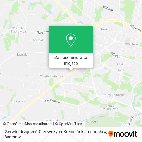 Mapa Serwis Urządzeń Grzewczych Kokosiński Lechosław