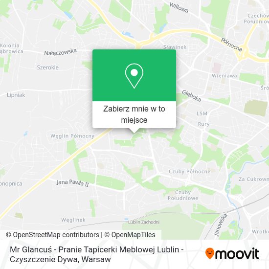 Mapa Mr Glancuś - Pranie Tapicerki Meblowej Lublin - Czyszczenie Dywa