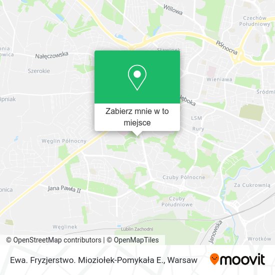 Mapa Ewa. Fryzjerstwo. Mioziołek-Pomykała E.