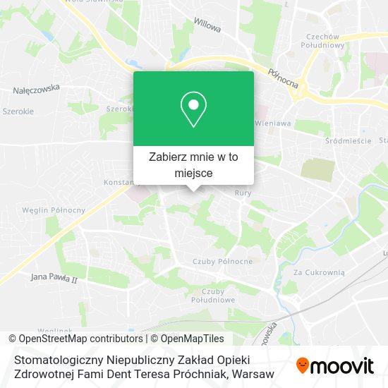 Mapa Stomatologiczny Niepubliczny Zakład Opieki Zdrowotnej Fami Dent Teresa Próchniak