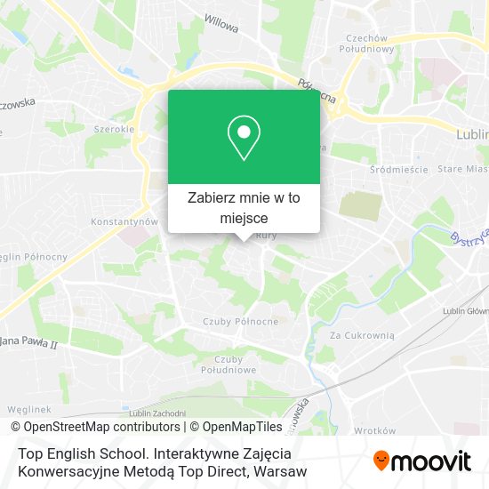 Mapa Top English School. Interaktywne Zajęcia Konwersacyjne Metodą Top Direct